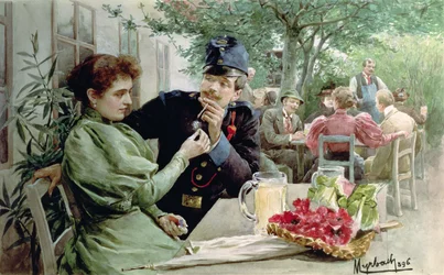 Soldat et jeune fille buvant du vin nouveau, 1896